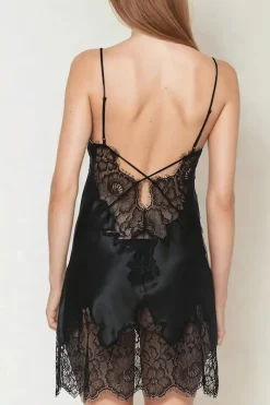 Coemi - Ayana Satin Slip Dress - Schwarz