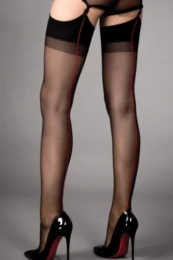 Maison Close - Strapse mit Naht - Schwarz Rot