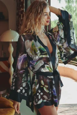 Marjolaine - Camille Seiden Kimono - Schwarz