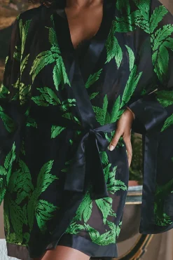 Marjolaine - Jeune Seiden Kimono - Schwarz Grün