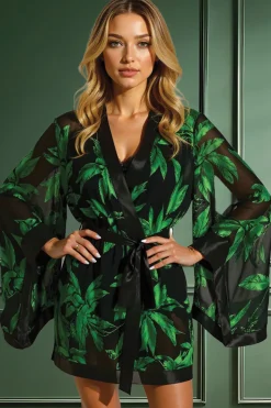 Marjolaine - Jeune Seiden Kimono - Schwarz Grün