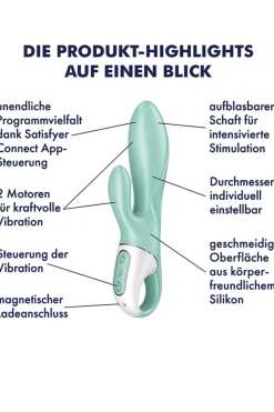 Satisfyer - Air Pump Bunny 5+ Rabbit Vibrator - Mint Türkis